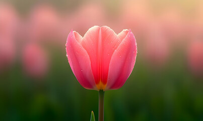 Obraz premium Macro Photograph of a Vibrant Pink Tulip in Natural Light Background