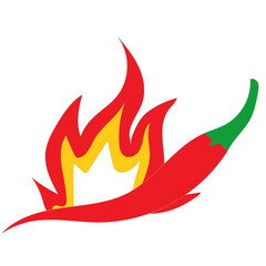 spicy red chiily with fire design illustration  useful for food ingredient