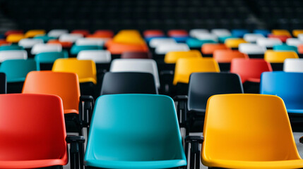 Multi Colored Seating Rows in an Auditorium Theater Creating a Diverse and Inclusive Atmosphere