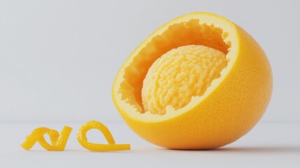 Orange fruit with scooped-out interior
