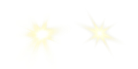 Vector transparent sunlight with sun glare. Overlay, Sun rays and glare, Sun, sunrays, light transitions, lens flare, light leaks and glare in PNG format. PNG sunlight flare. Golden flash and glare.	