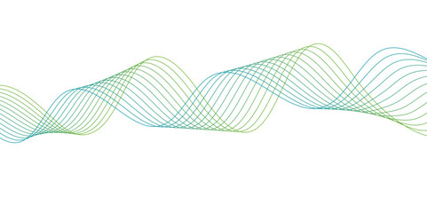 A green and blue lines on a white background. Abstract background with green wavy lines. Vector illustration