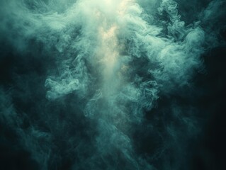 Obraz premium Ethereal smoke swirling in a dark background, creating a mystical atmosphere