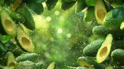 Avocado day frame bursts with vibrant textures, perfect for health stars shining bright.