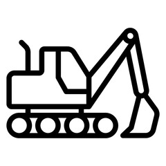 Excavator machine with basket line icon, construction concept. Vector graphics. Heavy transport sign on white background, style mobile or design.