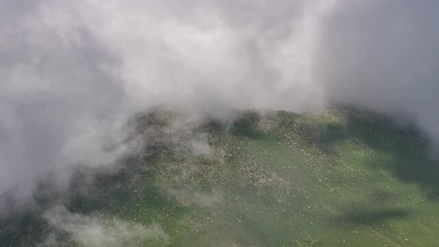 Foggy Kackar Mountains in the Fog Drone Video, Kackar Mountains Plateau Ayder, Camlihemsin Rize, Turkiye (Turkey)