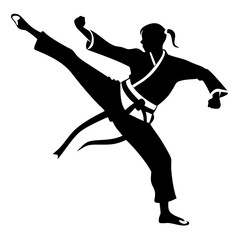 karate black and white silhouette