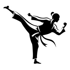 karate black and white silhouette