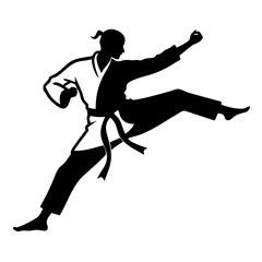 karate black and white silhouette