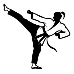 karate black and white silhouette