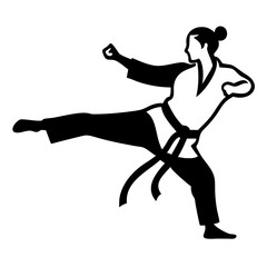 karate black and white silhouette