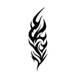 Abstract Tribal fire Tattoo Design Sharp Black Ink Ornament with Spiky Curves and Aggressive Symmetry