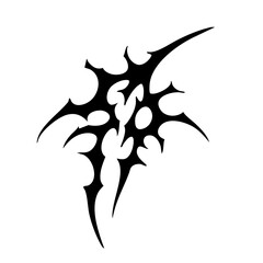 Spiked Abstract Tribal Tattoo Design Symmetrical Black Ink Pattern with Organic Curves and Aggressive Style for Tattoo Inspiration and Graphic Art Projects Logo
