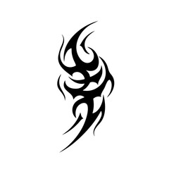 Abstract Tribal fire Tattoo Design Sharp Black Ink Ornament with Spiky Curves and Aggressive Symmetry