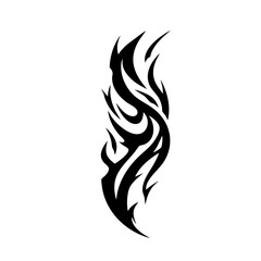 Tribal Flame Tattoo Design – Bold Black Ink Abstract Fire Motif for Body Art, Symbol of Energy, Strength, and Transformation