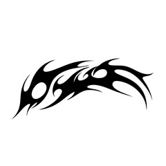 Tribal Flame Tattoo Design Logo Abstract Black Ink Vector with Sharp Curves and Spikes on White Background