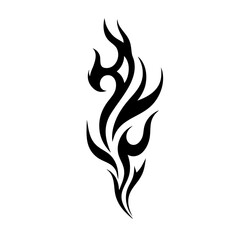 Tribal Flame Tattoo Design – Bold Black Ink Abstract Fire Motif for Body Art, Symbol of Energy, Strength, and Transformation
