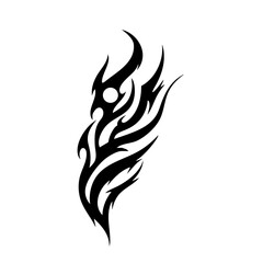 Tribal Flame Tattoo Design – Bold Black Ink Abstract Fire Motif for Body Art, Symbol of Energy, Strength, and Transformation