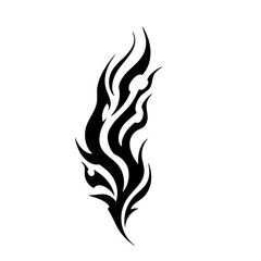Tribal Flame Tattoo Design – Bold Black Ink Abstract Fire Motif for Body Art, Symbol of Energy, Strength, and Transformation