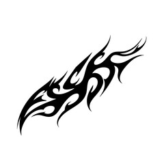Obraz premium Tribal Flame Tattoo Design – Bold Black Ink Abstract Fire Motif for Body Art, Symbol of Energy, Strength, and Transformation