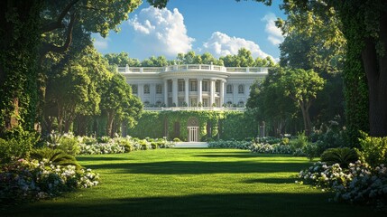 Obraz premium White House Pixel Art Summer Daytime View