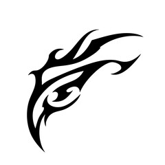 Tribal Flame Tattoo Design – Bold Black Ink Abstract Fire Motif for Body Art, Symbol of Energy, Strength, and Transformation