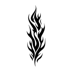 Tribal Flame Tattoo Design – Bold Black Ink Abstract Fire Motif for Body Art, Symbol of Energy, Strength, and Transformation