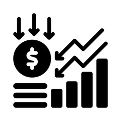 declining profits glyph icon