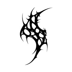 Spiked Abstract Tribal Tattoo Design Logo Symmetrical Black Ink Pattern with Organic Curves and Aggressive Style for Tattoo Inspiration and Graphic Art Projects