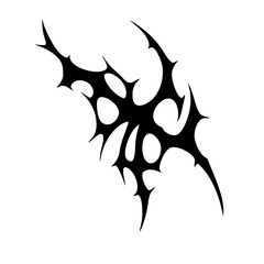 Spiked Abstract Tribal Tattoo Design Logo Symmetrical Black Ink Pattern with Organic Curves and Aggressive Style for Tattoo Inspiration and Graphic Art Projects