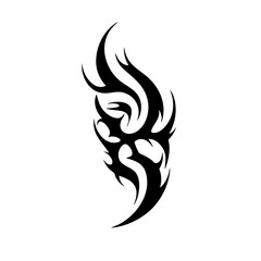 Naklejka premium Tribal Flame Tattoo Design Logo Abstract Black Ink Vector with Sharp Curves and Spikes on White Background