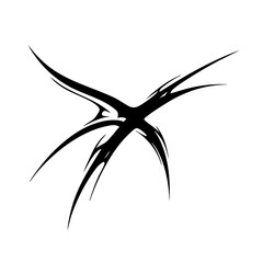 Sharp Abstract Tribal Tattoo Design Logo Dynamic Black Ink Pattern for Body Art, Symbol of Speed, Power, and Intensity