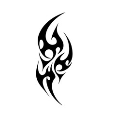 Abstract Tribal Tattoo Design Logo Sharp Black Ink Flame Motif for Modern Body Art, Symbolizing Power, Freedom, and Spirit