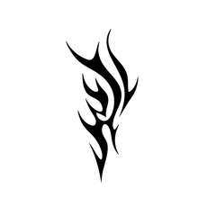 Abstract Tribal Tattoo Design Logo Sharp Black Ink Flame Motif for Modern Body Art, Symbolizing Power, Freedom, and Spirit