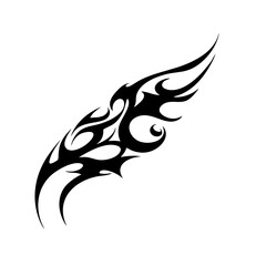 Obraz premium Spiked Abstract Tribal Tattoo Design Logo Symmetrical Black Ink Pattern with Organic Curves and Aggressive Style for Tattoo Inspiration and Graphic Art Projects