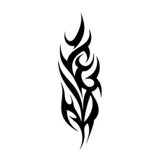 Tribal Flame Tattoo Design – Bold Black Ink Abstract Fire Motif for Body Art, Symbol of Energy, Strength, and Transformation