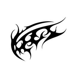 Spiked Abstract Tribal Tattoo Design Logo Symmetrical Black Ink Pattern with Organic Curves and Aggressive Style for Tattoo Inspiration and Graphic Art Projects
