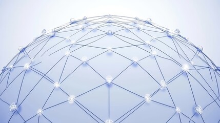 Abstract Geometric Structure with Connecting Nodes and Light Elements in a Modern Digital Space Background