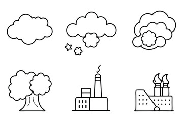 Smog Line Art Illustration Creative Representation of Urban Air Quality  