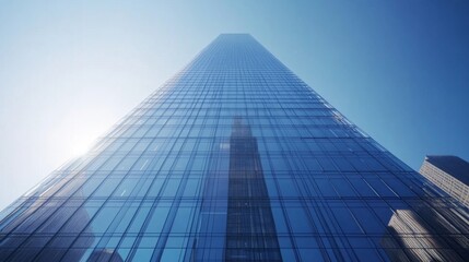 Fototapeta premium Modern Glass Skyscraper Reflecting Sunlight