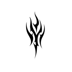 Abstract Tribal Tattoo Design Logo Sharp Black Ink Flame Motif for Modern Body Art, Symbolizing Power, Freedom, and Spirit