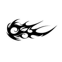 Flaming Tribal Tattoo Design Logo Dynamic Black Abstract Artwork Symbolizing Energy, Freedom, and Fierce Passion