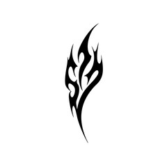 Abstract Tribal Tattoo Design Logo Sharp Black Ink Flame Motif for Modern Body Art, Symbolizing Power, Freedom, and Spirit