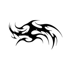 Naklejka premium Tribal Flame Tattoo Design – Bold Black Ink Abstract Fire Motif for Body Art, Symbol of Energy, Strength, and Transformation