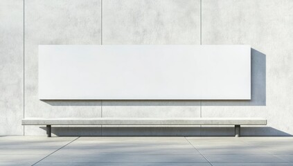 Blank Billboard Mockup Above Concrete Bench Minimalist Architectural Design