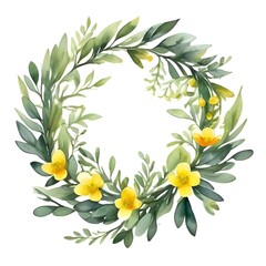 Watercolour flower wreath.