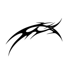 Symmetrical Tribal Tattoo Design Logo Dynamic Black Ink Wings Motif for Body Art, Symbol of Strength, Freedom, and Mystical Power