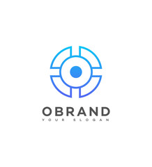 Modern Blue Circular Tech Brand Logo Design Template