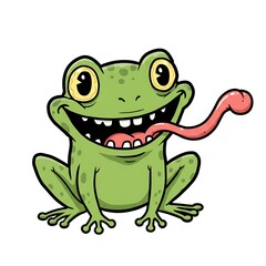 Obraz premium Funny frog with tongue out cartoon