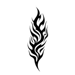 Tribal Flame Tattoo Design –Bold Black Symbol Logo Design Illustration tattoo Inner Strength in Abstract Ink Art